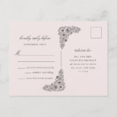 Blush Roze Bloemen Bruiloft Monogram Reactie Uitnodiging Briefkaart (Achterkant)