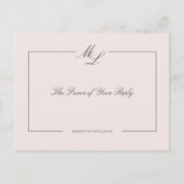 Blush Roze Bloemen Bruiloft Monogram Reactie Uitnodiging Briefkaart (Voorkant)