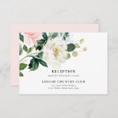 Blush Roze Bloemen Bruiloft Receptie Kaart (Voorkant / Achterkant)