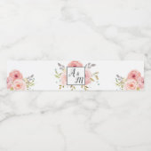 Blush Roze  Bloemen Bruiloft Rozen Waterfles Etiket (Enkel label)