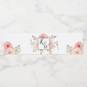 Blush Roze  Bloemen Bruiloft Rozen Waterfles Etiket (Enkel label)