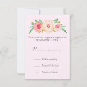 Blush Roze Bloemen Bruiloft RSVP (Voorkant)