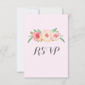 Blush Roze  Bloemen Bruiloft RSVP (Achterkant)