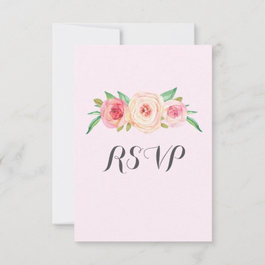 Blush Roze  Bloemen Bruiloft RSVP (Achterkant)