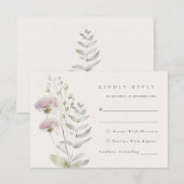 Blush roze bloemen bruiloft RSVP Kaart (Voorkant / Achterkant)