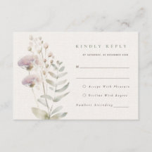 Blush roze bloemen bruiloft RSVP Kaart