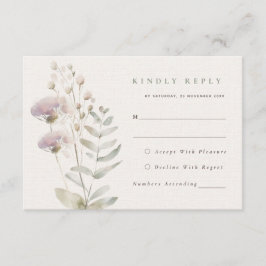 Blush roze bloemen bruiloft RSVP Kaart