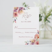 Blush Roze Bloemen Bruiloft RSVP Reactie Kaart (Staand voorkant)