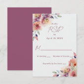 Blush Roze Bloemen Bruiloft RSVP Reactie Kaart (Voorkant / Achterkant)
