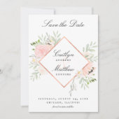 Blush Roze Bloemen Bruiloft Save the Date (Voorkant)