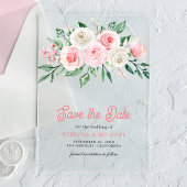 Blush Roze Bloemen Bruiloft Save the Date Acryl Uitnodigingen