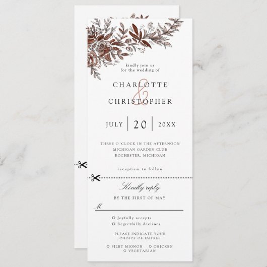 Blush roze bloemen bruiloft uitnodiging w rsvp bev (Voorkant / Achterkant)