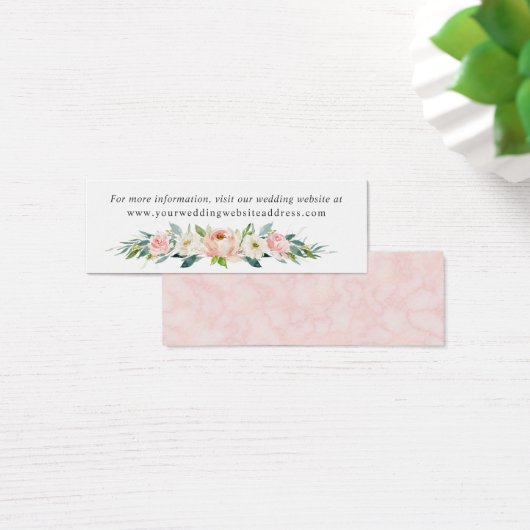 Blush Roze Bloemen Bruiloft Website Bijlage Mini Visitekaartjes (Bureau)