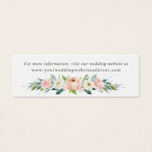 Blush Roze Bloemen Bruiloft Website Bijlage Mini Visitekaartjes