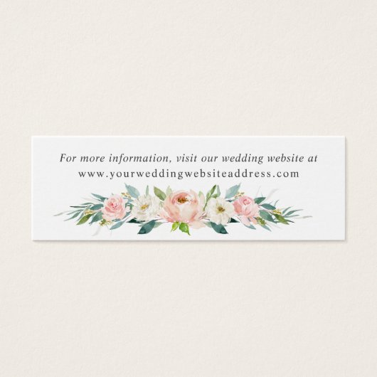 Blush Roze Bloemen Bruiloft Website Bijlage Mini Visitekaartjes (Voorkant)