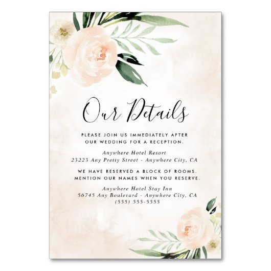 Blush Roze Bloemen Champagne Bruiloft Behuizing Ka Kaart (Voorkant)