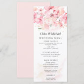 Blush Roze Bloemen Cherry Blossom Wedding Menu (Voorkant / Achterkant)