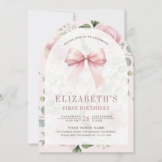 Blush roze bloemen Coquette boog boog boog boog ee Kaart (Voorkant)