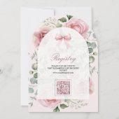 Blush Roze Bloemen Coquette Bow Navy Baby shower Kaart (Achterkant)