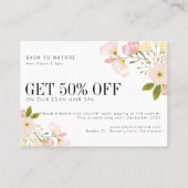 Blush Roze Bloemen Coupon Voucher Korting Kaarten Visitekaartje (Achterkant)