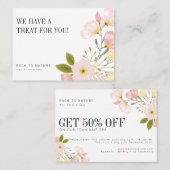 Blush Roze Bloemen Coupon Voucher Korting Kaarten Visitekaartje (Voorkant / Achterkant)