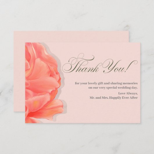 Blush roze bloemen dank je bruiloft bedankkaart (Voorkant / Achterkant)