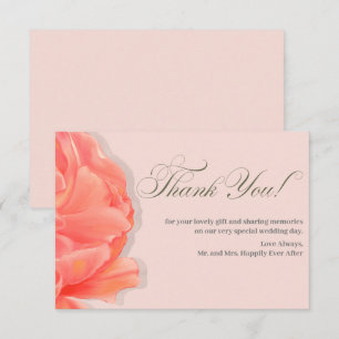 Blush roze bloemen dank je bruiloft bedankkaart