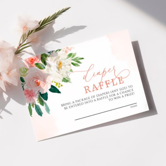 Blush Roze bloemen Dappere Kaart Raffle
