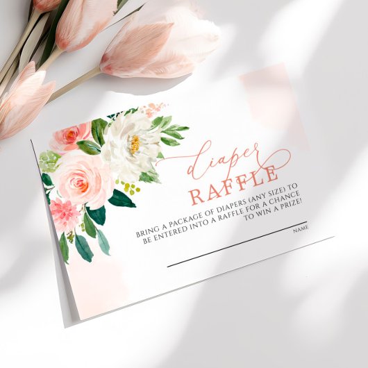 Blush Roze bloemen Dappere Kaart Raffle