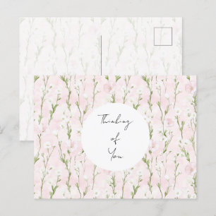  Blush Roze Bloemen Denken aan jou Briefkaart