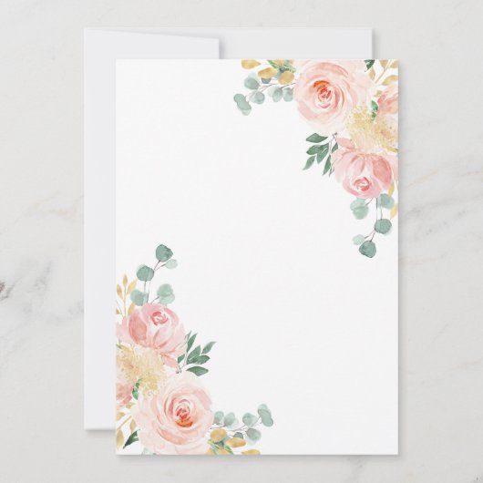 Blush Roze Bloemen Doop & Eerste Verjaardag Kaart (Achterkant)