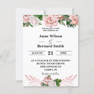 Blush roze bloemen druppelen Glitter Weddenschap Kaart