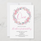 Blush Roze Bloemen Eerste Verjaardag Kaart (Voorkant)