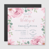 Blush roze bloemen elegante bruiloft uitnodiging (Voorkant / Achterkant)