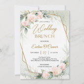 Blush roze bloemen en eucalyptusbrunch kaart (Voorkant)