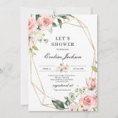 Blush roze bloemen en gouden glitter vrijgezellenf kaart (Voorkant)