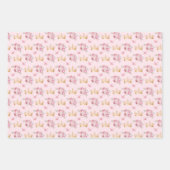 Blush roze bloemen en gouden kronen inpakpapier vel (Voorkant 3)