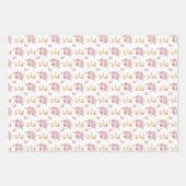 Blush roze bloemen en gouden kronen inpakpapier vel (Voorkant)