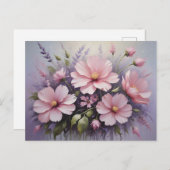 Blush roze bloemen en lavendel briefkaart (Voorkant / Achterkant)