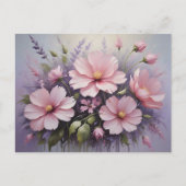 Blush roze bloemen en lavendel briefkaart (Voorkant)