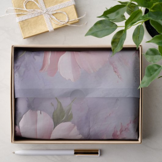 Blush roze bloemen en lavendel decoupage tissuepapier (Geschenk)