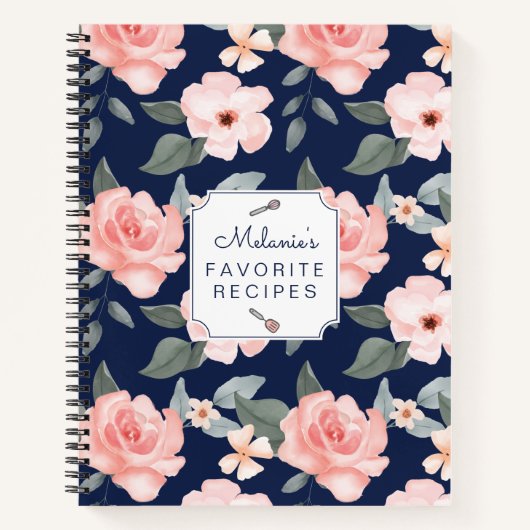 Blush roze bloemen en olievloeistof notitieboek (Voorkant)