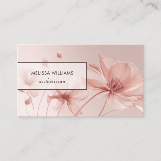 Blush roze bloemen estheticus visitekaartje (Voorkant)