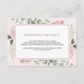Blush roze bloemen eucalyptus bruiloft details informatiekaartje (Voorkant)