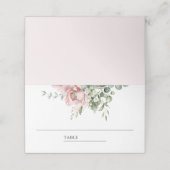 Blush roze bloemen eucalyptus bruiloft plaatskaartje (Buitenkant ongevouwen)