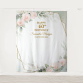 Blush roze bloemen eucalyptus Gold 60e verjaardag Wandkleed (Voorkant)