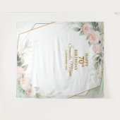 Blush roze bloemen eucalyptus Gold 70e verjaardag Wandkleed (Voorkant (horizontaal))