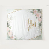Blush roze bloemen eucalyptus Gold 90e verjaardag Wandkleed (Voorkant (horizontaal))