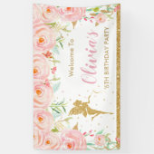 Blush Roze Bloemen Fairy Verjaardag Douche Achterg Spandoek (Verticaal)