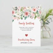 Blush Roze Bloemen Familie Tradities Baby shower Aankondiging (Staand voorkant)